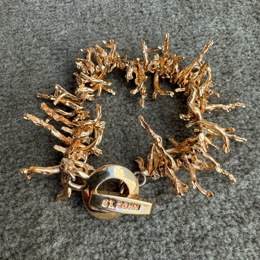 St John gold bracelet organic coral shape 7” long